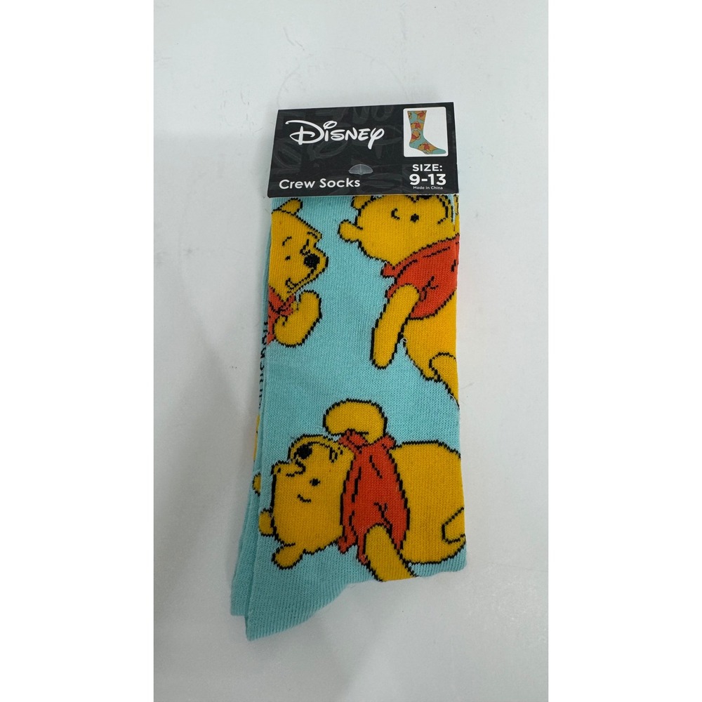 Disney Winnie the Pooh Men Crew Socks Light Blue Size 9-13 New SKU 391010
